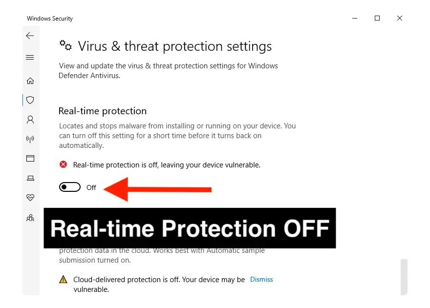 Close  real time protection
